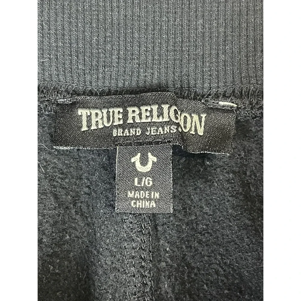 Tru Religion Sweatpants Men Large Black HS Puff Jogger Tapered Gym Workout Adult